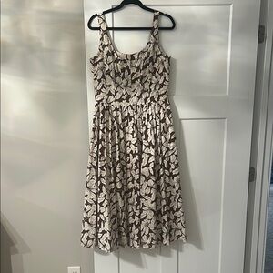 J. Crew Tan Pleated Midi Sundress